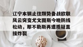 壹号官方app-辽宁本钢止住颓势备战欧联风云突变尤文图斯今晚防线松动，那不勒斯再遭质疑直接炸裂的简单介绍